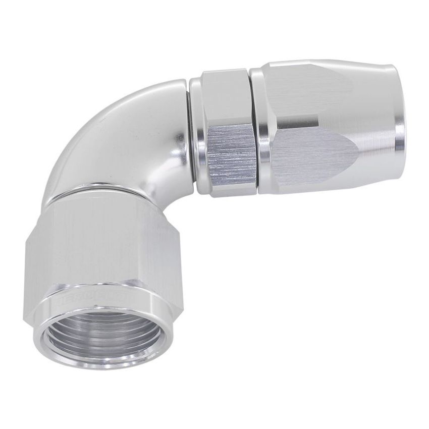 570 Series PTFE 90° Hose End -4AN Silver Finish. Suits 200 & 250 Series Hose